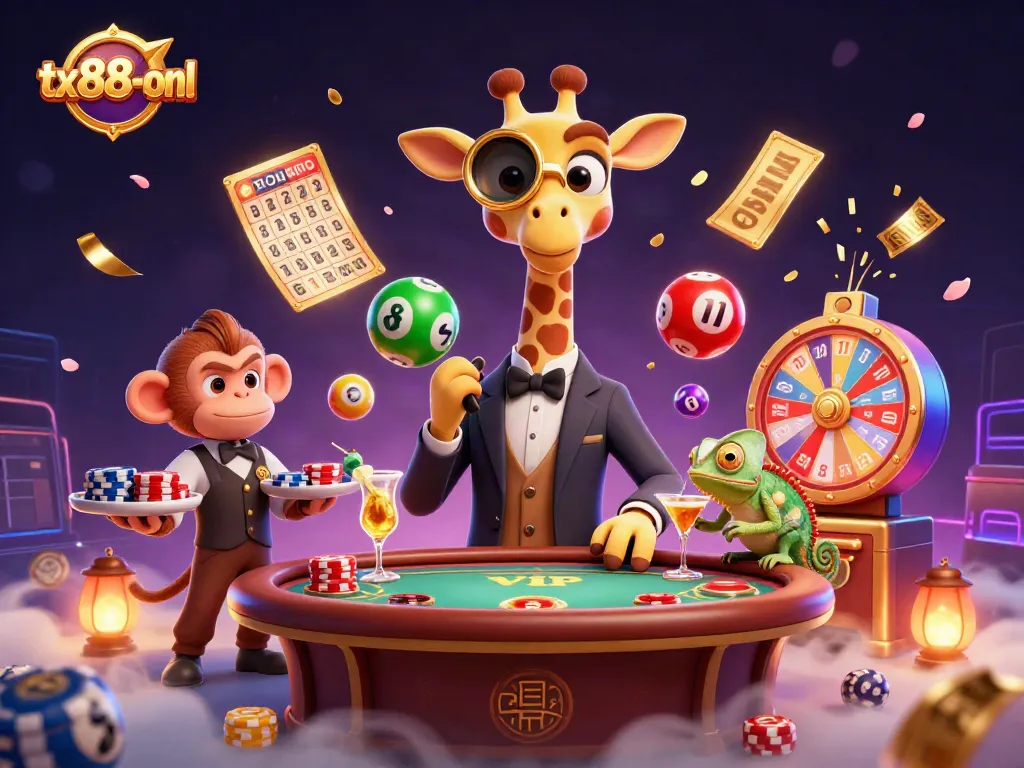 Join the excitement at tx88-onl with vibrant casino scenes featuring engaging characters and lively elements.