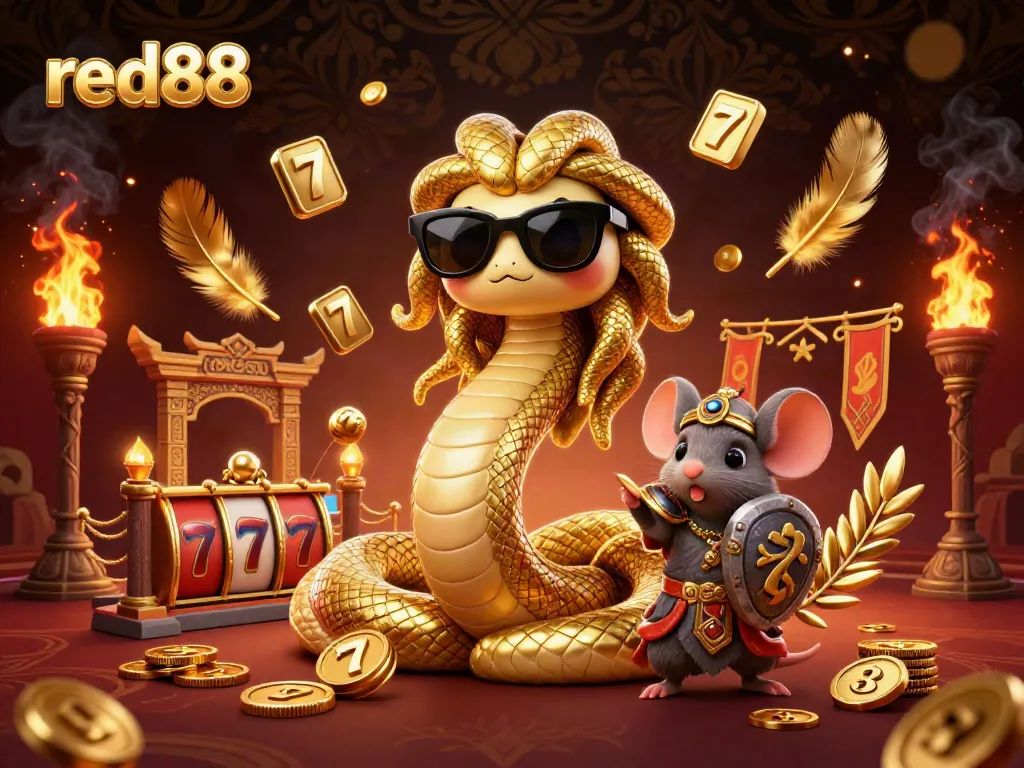 Experience thrilling action with red88 as Medusa and a warrior mouse lead a vibrant casino adventure.