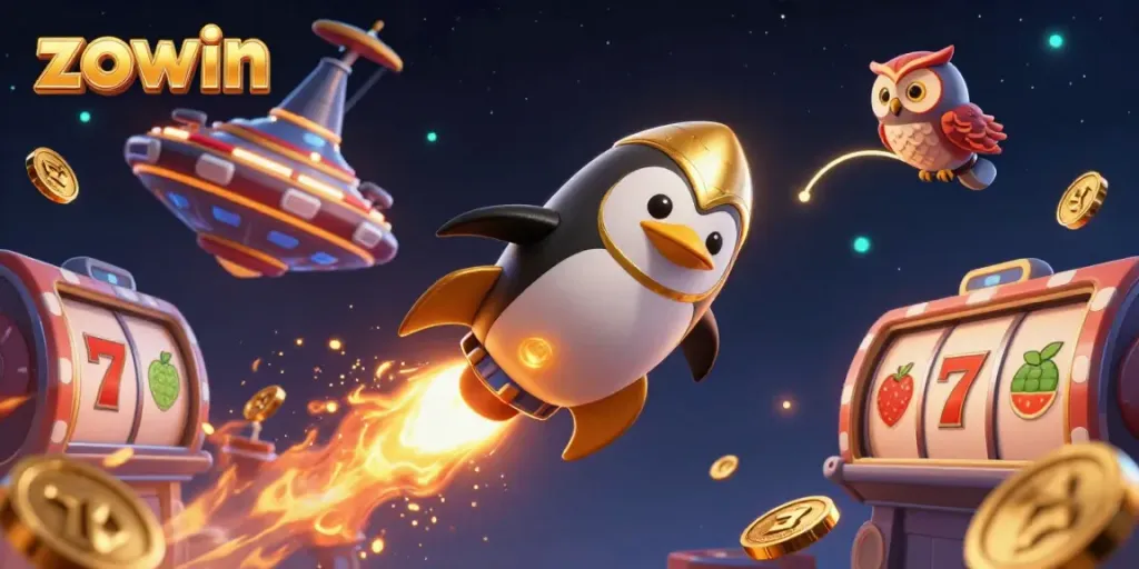 Zowin offers thrilling gaming experiences with slots and jackpots in a captivating 3D illustration.
